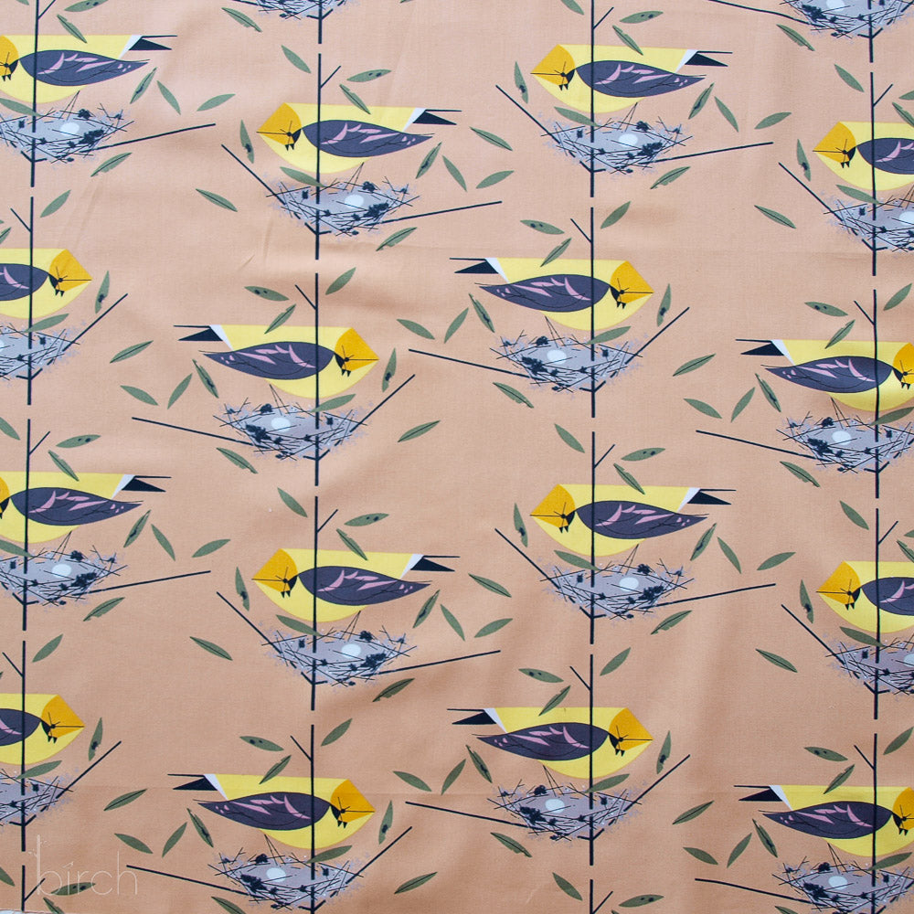 Nesting Yellow Bird Poplin