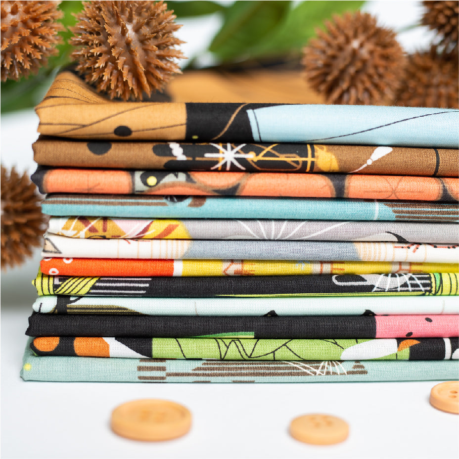 Charley Harper Cats and Raccs Fat Quarter Bundle, 12 Total
