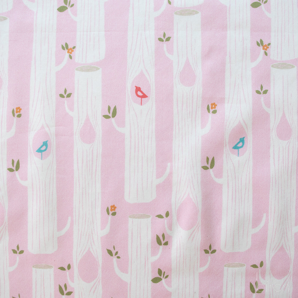 Tree Stripes Pink Poplin