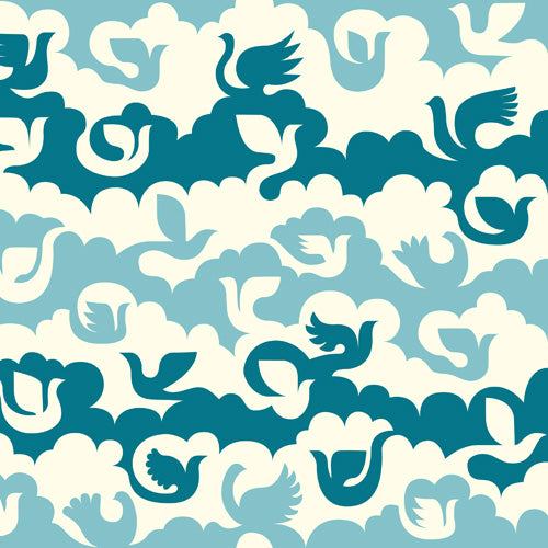 Birds and Clouds Blue