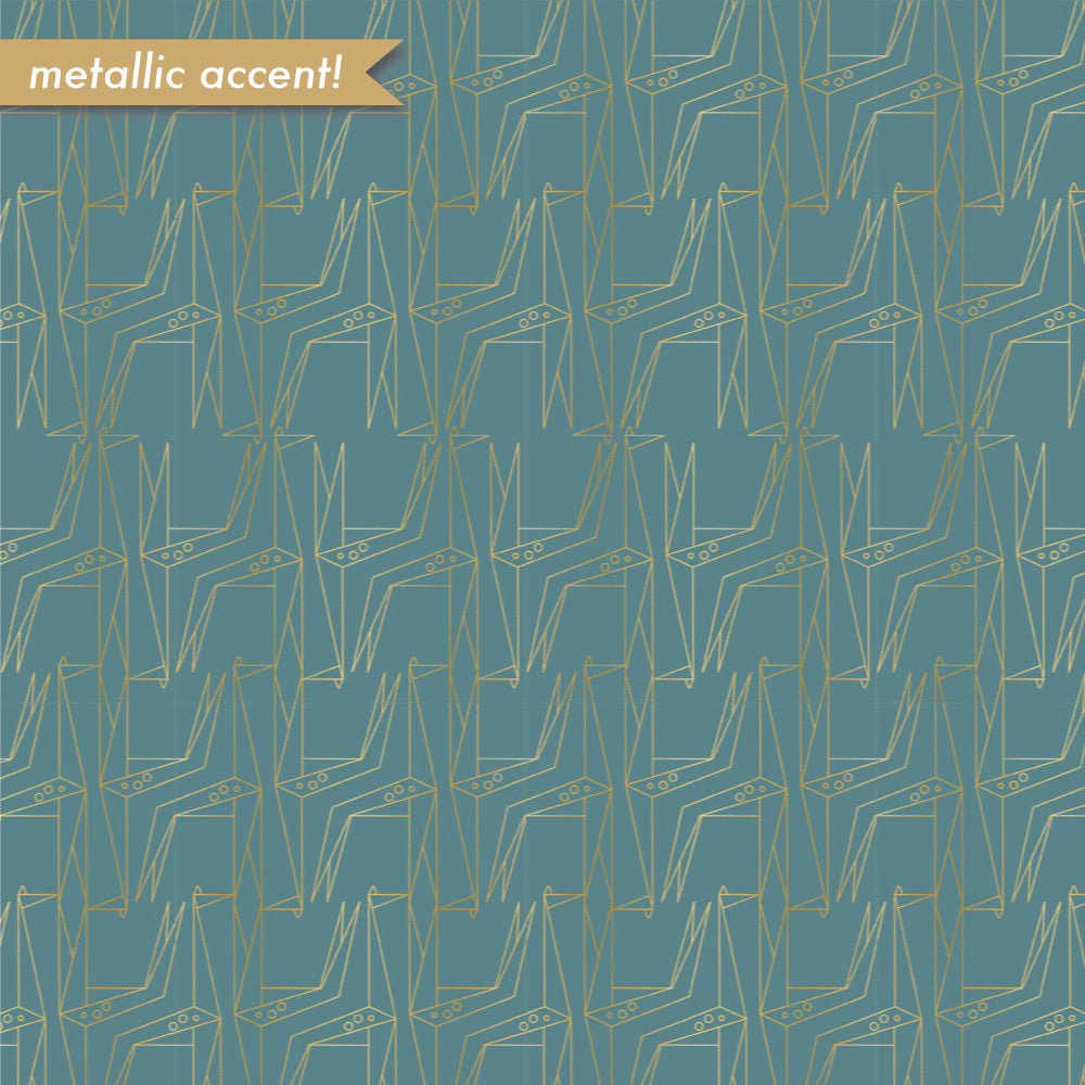 GEO GIRAFFE TEAL/METALLIC GOLD JERSEY