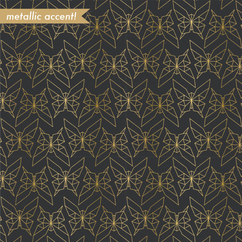 Geo Butterfly Dusk / Metallic Gold Jersey Knit