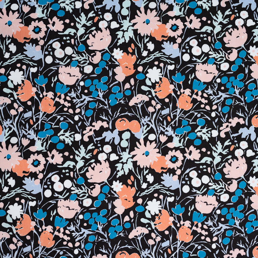 Wildflowers Midnight Poplin