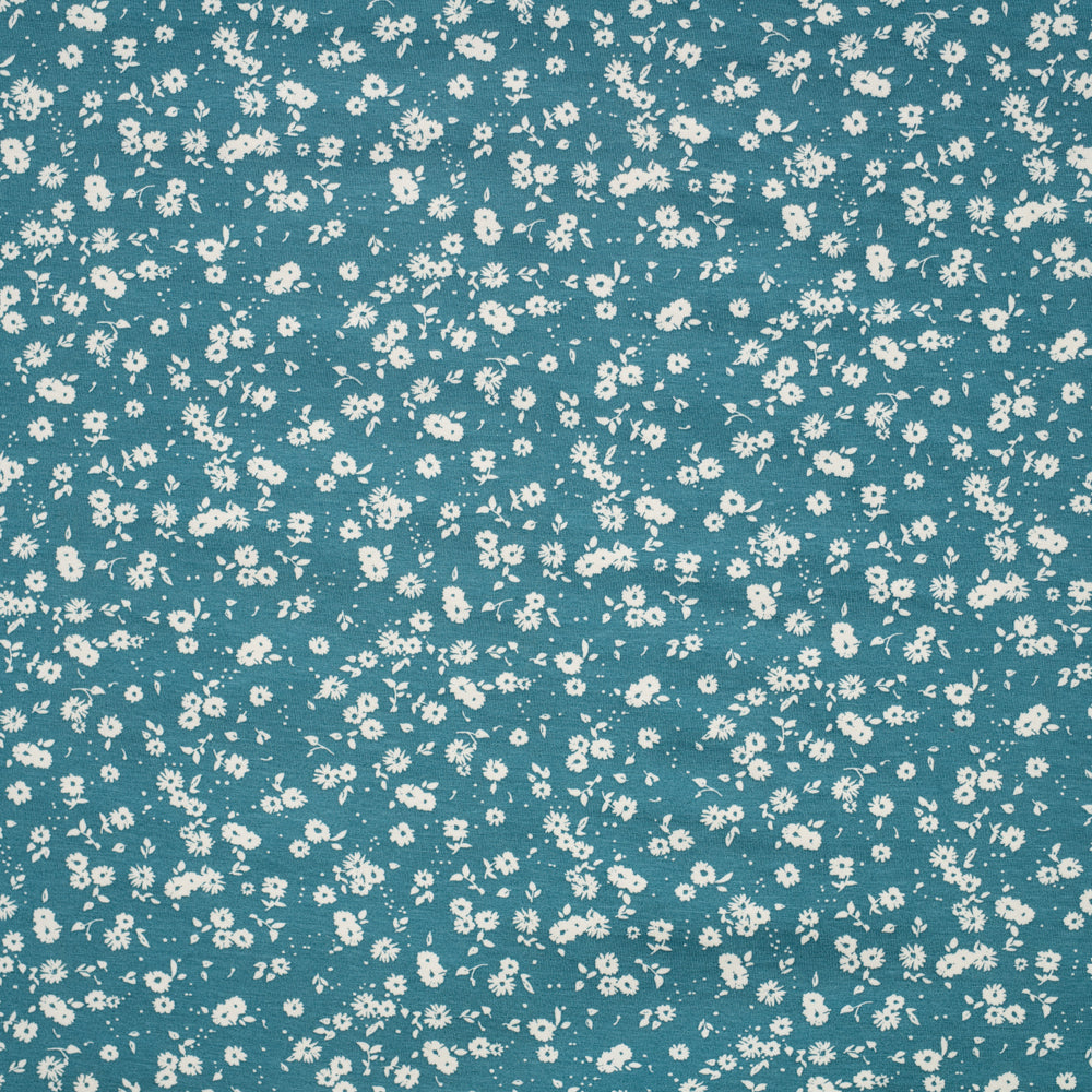 Tiny Flora Smoke Blue Jersey Knit