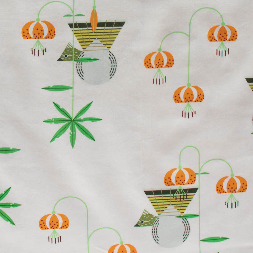 Lillies and Ruffed Grouse Poplin