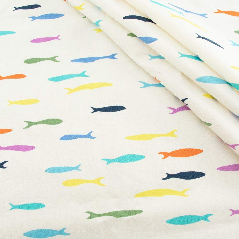 Blue School Bright Multi Poplin