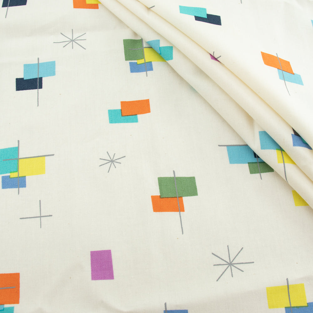 Squares and Dashes Bright Multi Poplin