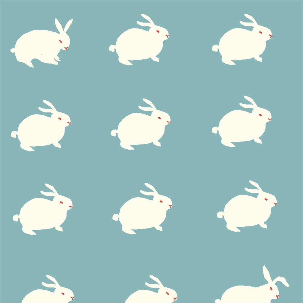 White Rabbit Aqua Poplin