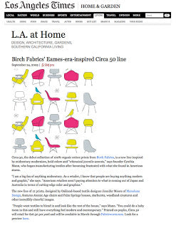 LA Times Article: Birch Fabrics' Eames-era-inspired Circa 50 line