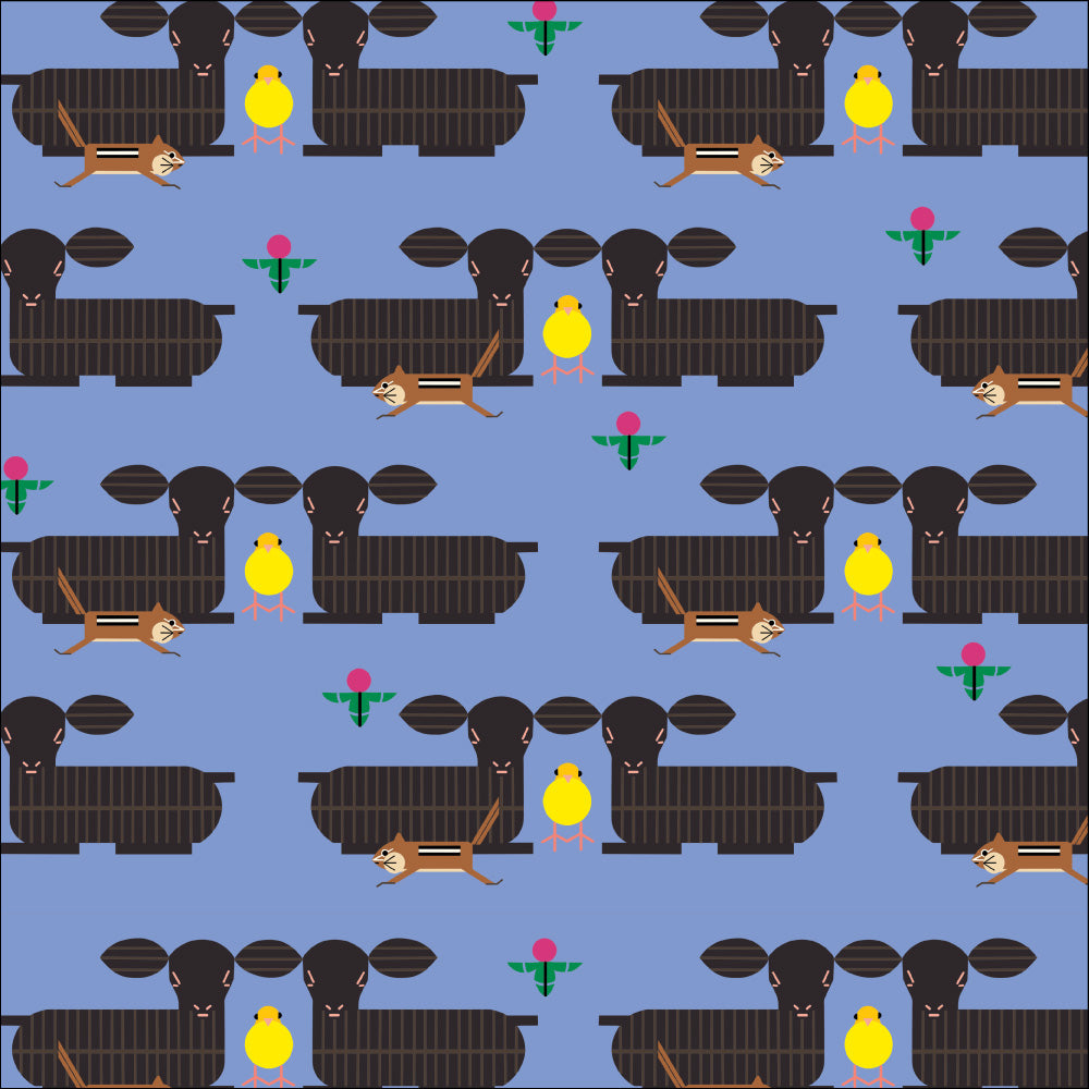 Furry Photo Bomber Blue Poplin