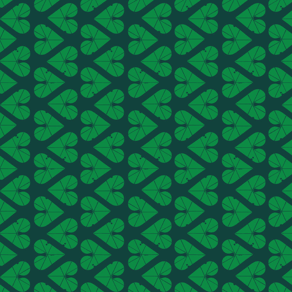 Heart Leaves Green Poplin