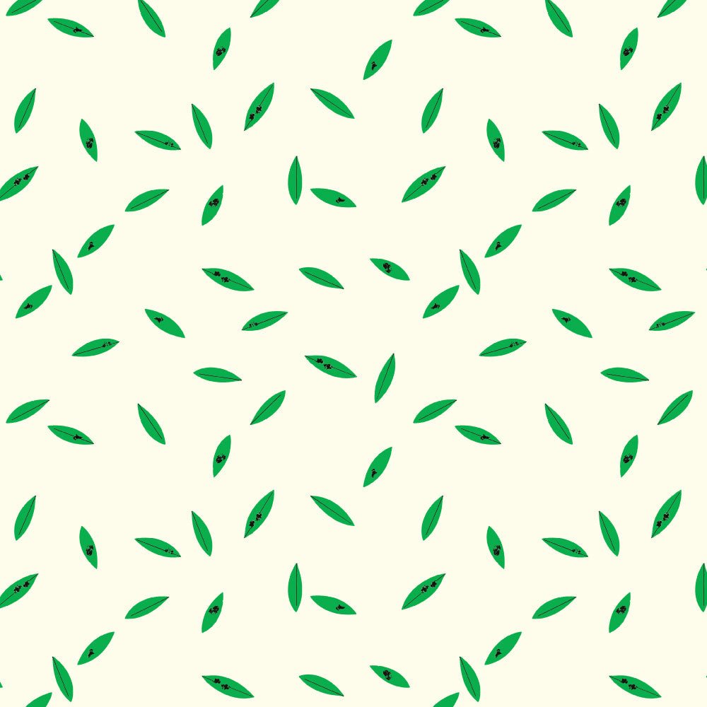 Mini Leaves Cream Poplin