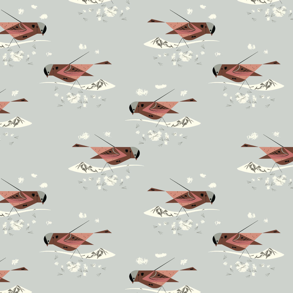 Mini Gray Crowned Rosy Finch Poplin