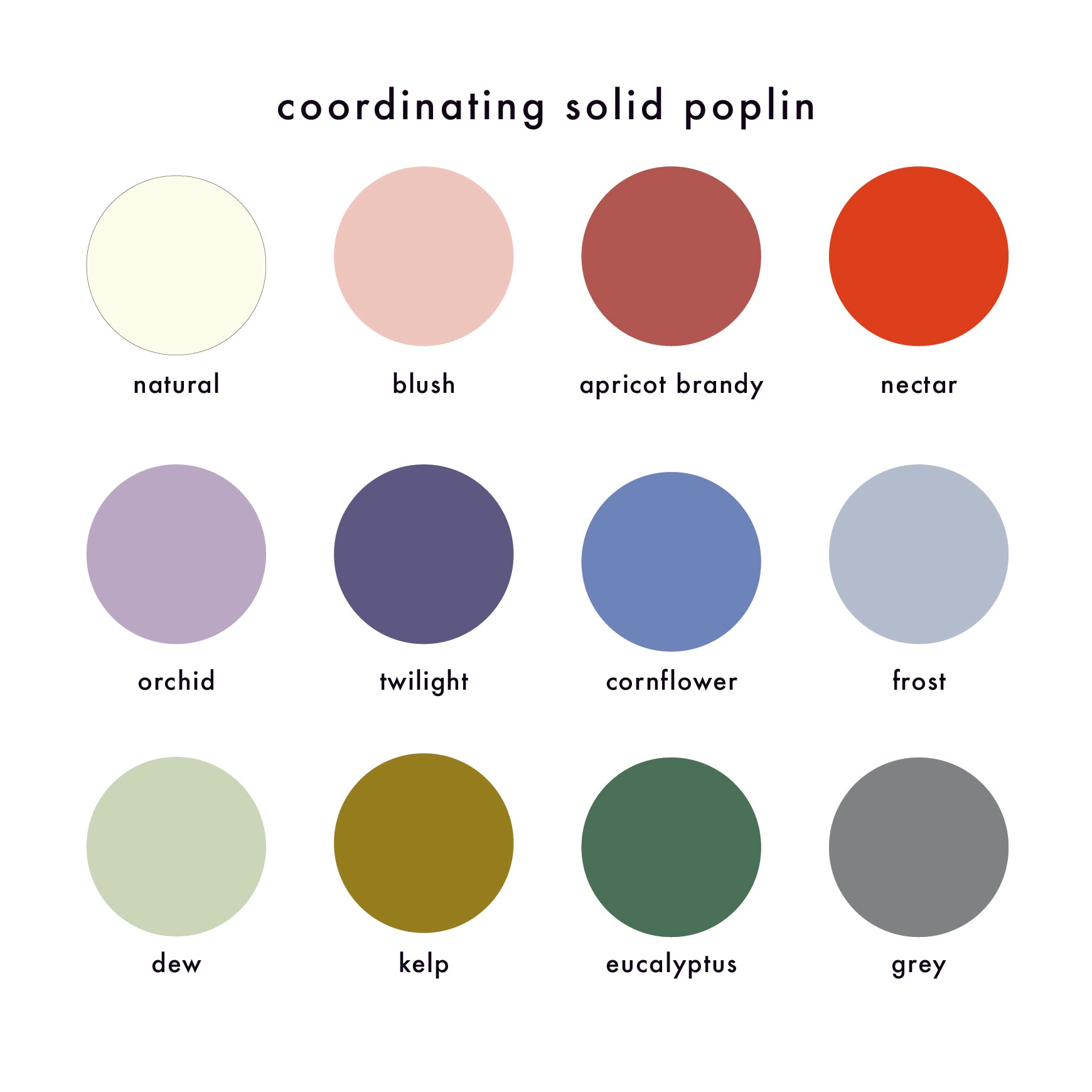 Long Branch Solid Poplin Case Pack, 15 Yard Bolts