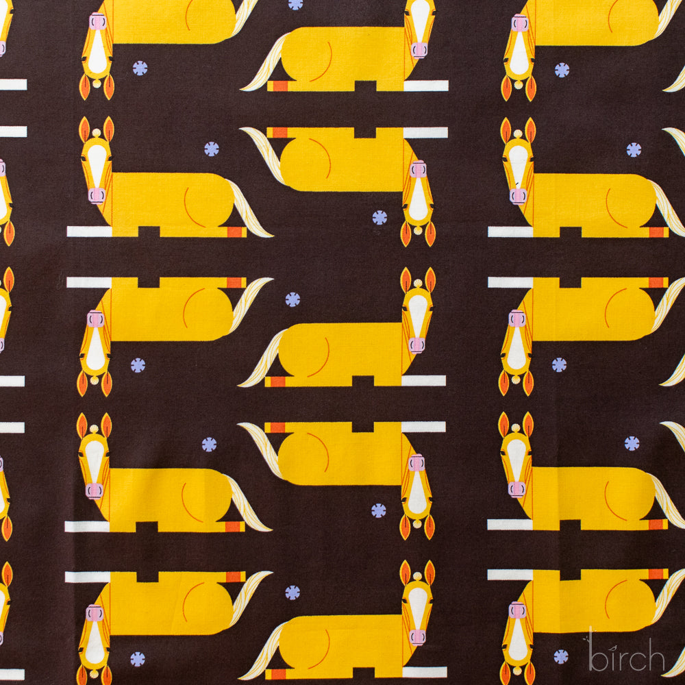 Resting Horse Brown Poplin