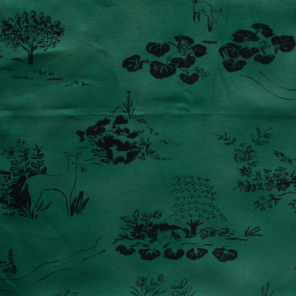 Large Fox Toile Emerald CANVAS