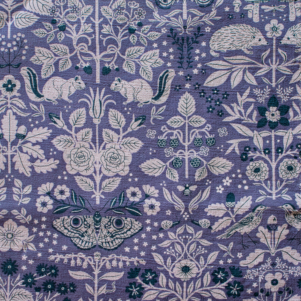 Flora and Fauna Twilight Barkcloth