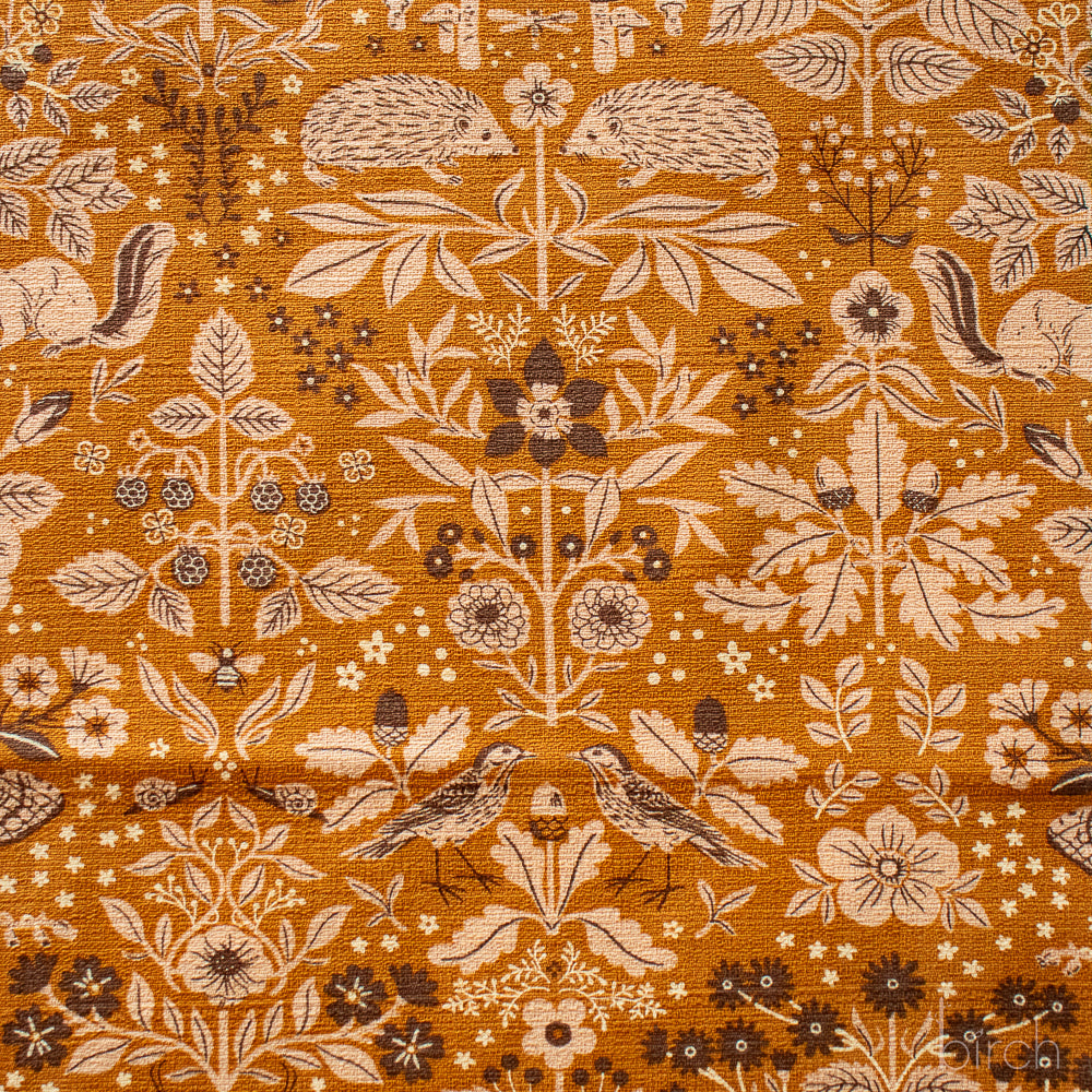 Flora and Fauna Golden Barkcloth