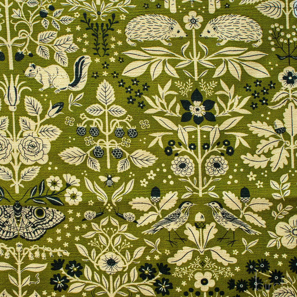Flora and Fauna Moss Barkcloth