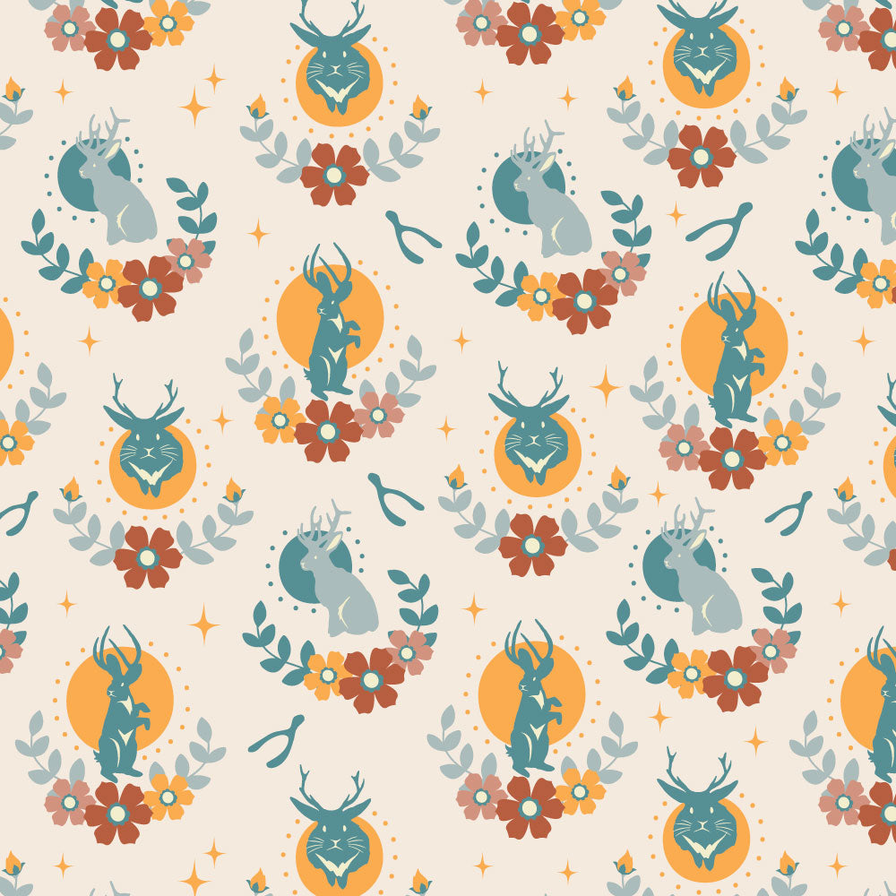 Jackalope Vintage Cream Poplin