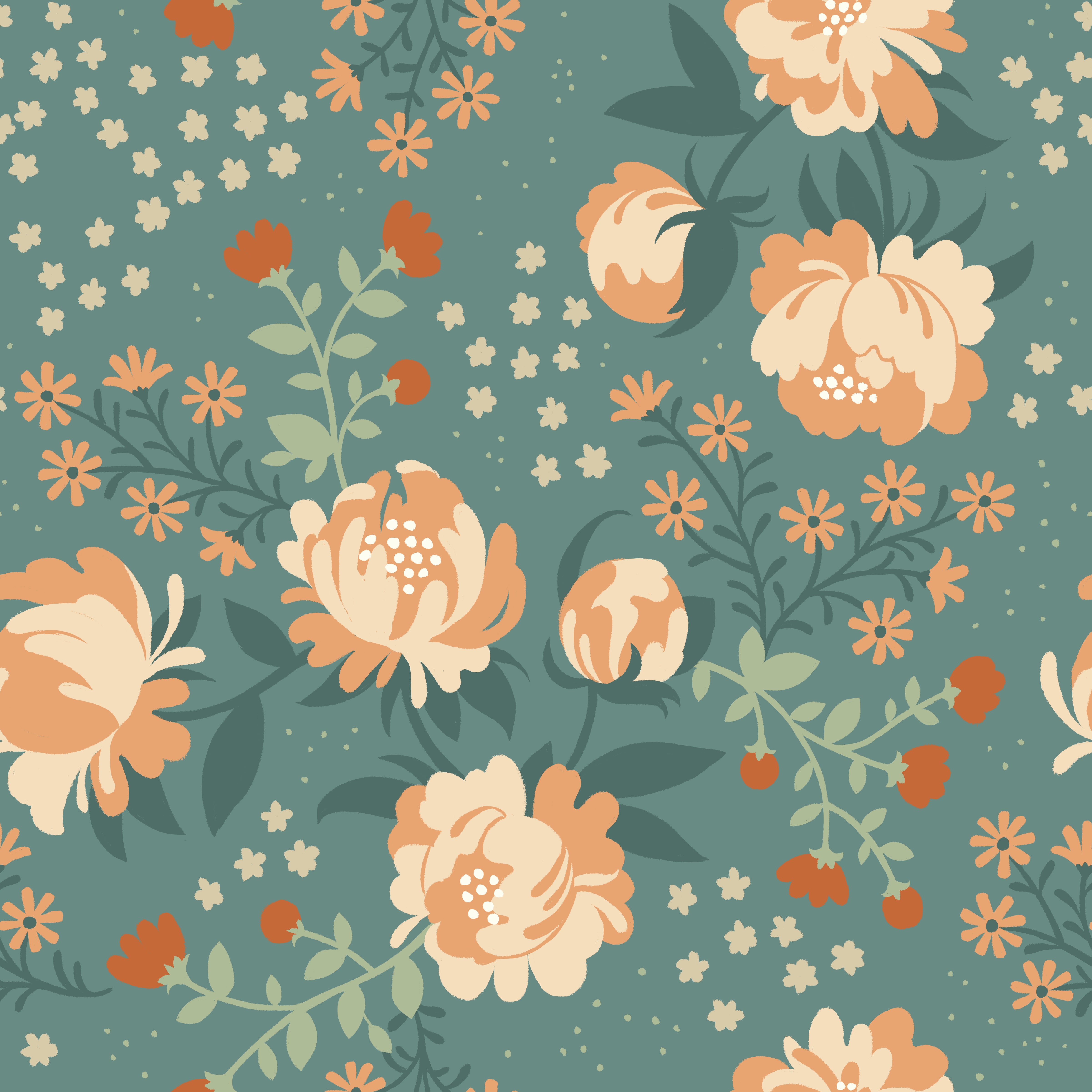 Peonies Blue Knit