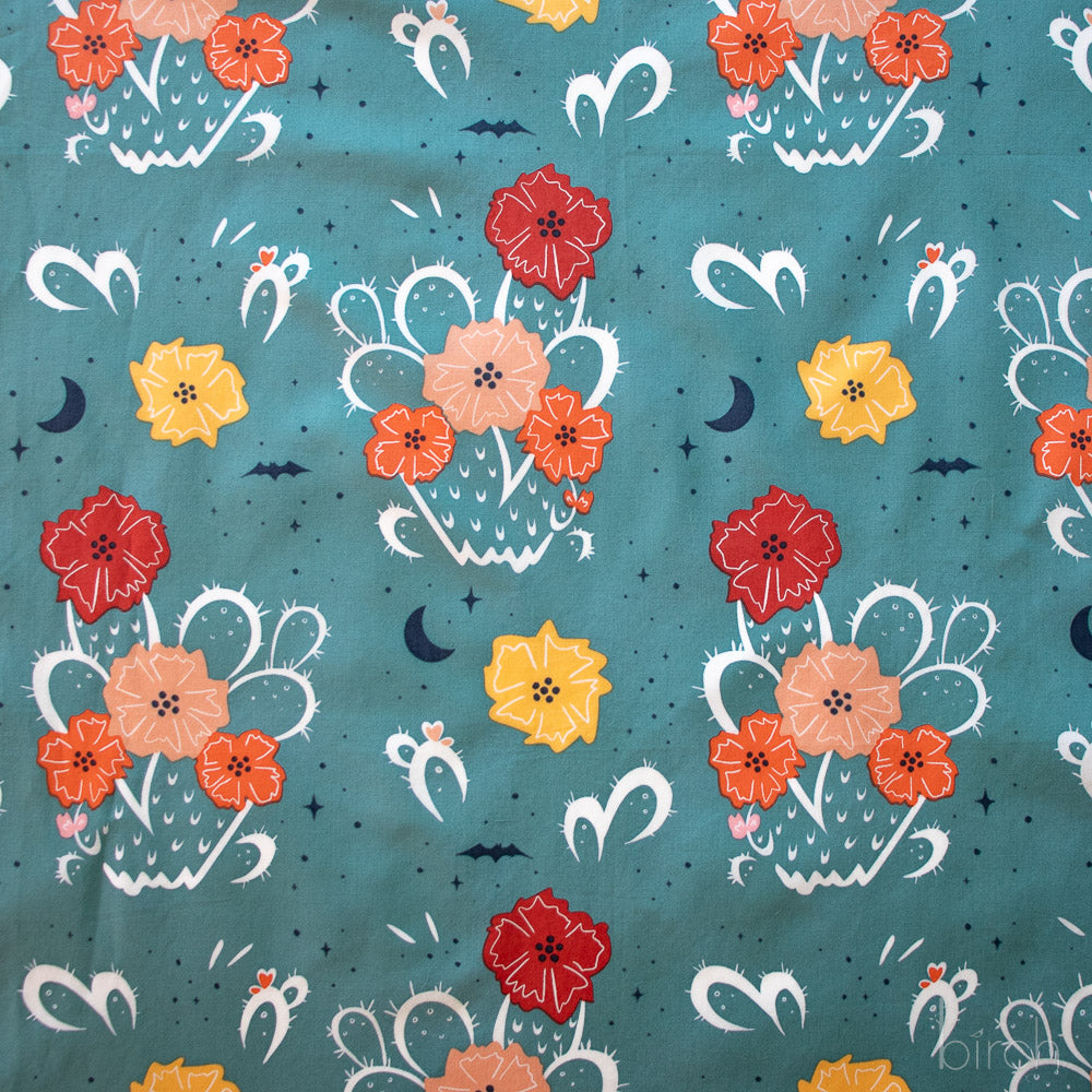 Night Cactus Denim  Poplin