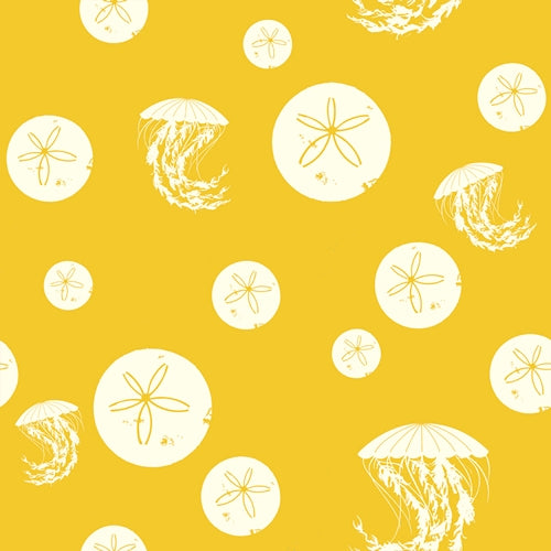 SAND DOLLAR AND JELLY YELLOW CANVAS