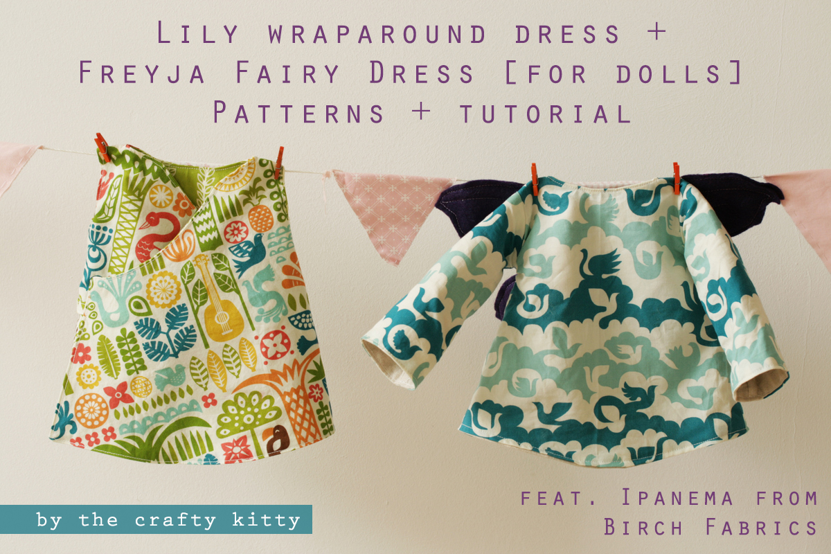 The Crafty Kitty | Freyja fairy dress and Lily wraparound, reversible dress (for dolls)