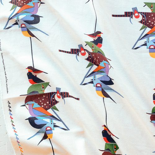 BK-CH-363 - Large Birds Barkcloth Charley Harper Discovery Place